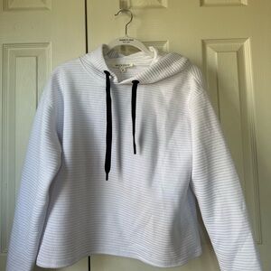 Workshop Republic Clothing Textured White Hoodie with Black Accents